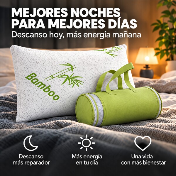 Almohada Viscoelástica con Funda de Bambú y Bolso de Transporte Blanco 1