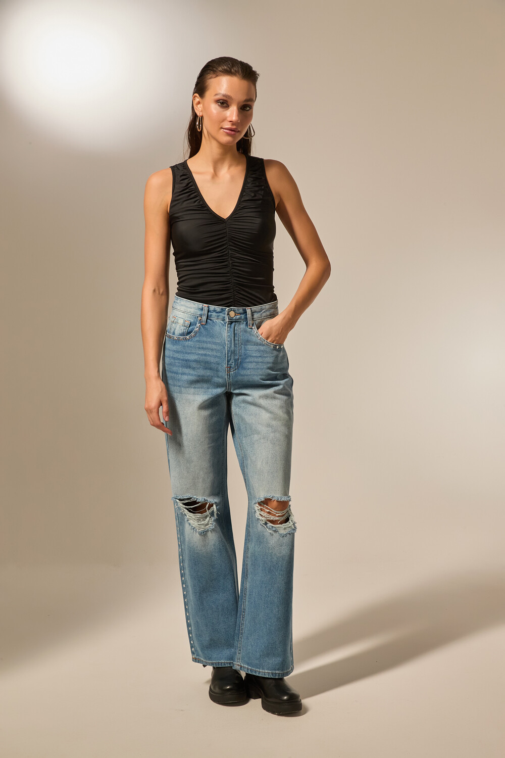 Pantalon Rochie Celeste Grisaceo