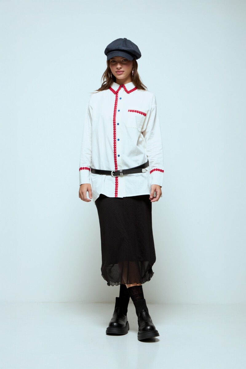 Camisa con puntilla blanco