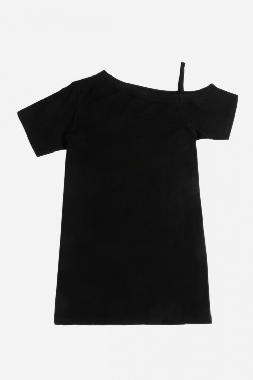 Vestido corto asimétrico NEGRO