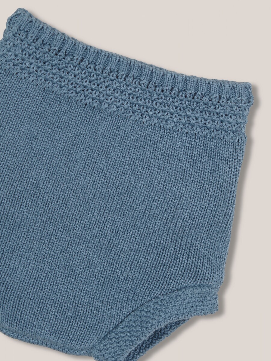 Pantalon Corto De Punto Azul Claro