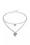COLGANTE DE ALEACION DE METALES BAÑADO EN PLATA DE LEY CON DOBLE CADENA Y TRIÁNGULO DE CRISTAL VERDE Colgante