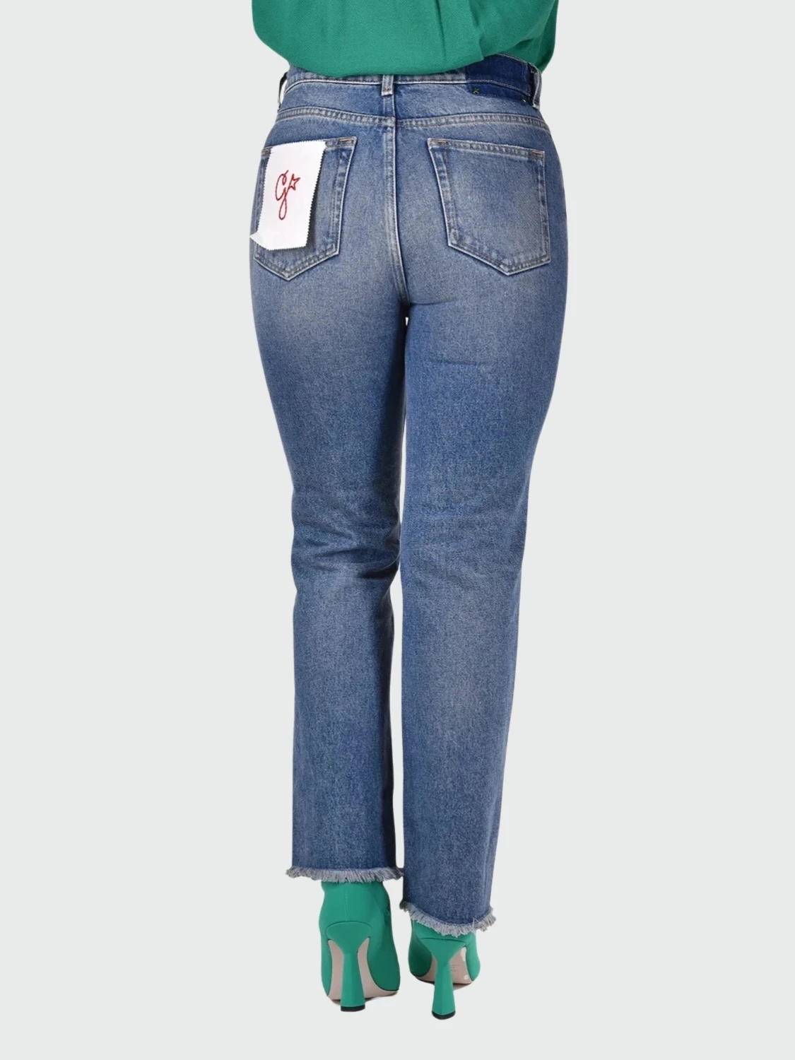 Golden Goose-Jean desgastado con bolsillos y pierna acampanada Azul