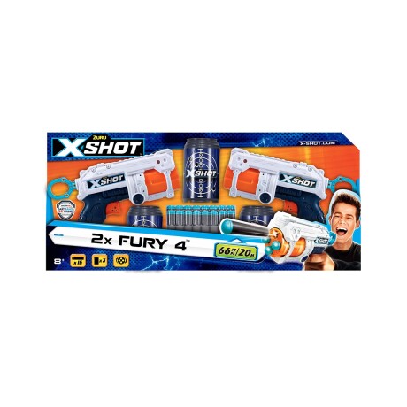 Set de 2 pistolas lanzadoras de dardos Zuru X-Shot Excel Fury 4 disparos con 16 dardos y 3 latas Blanco