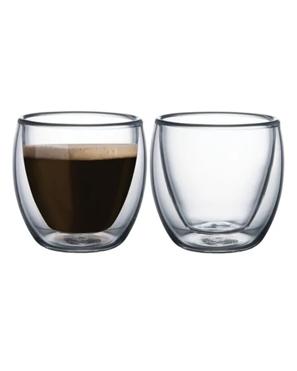 Juego x2 vasos de vidrio doble para café 110 ml Tramontina 