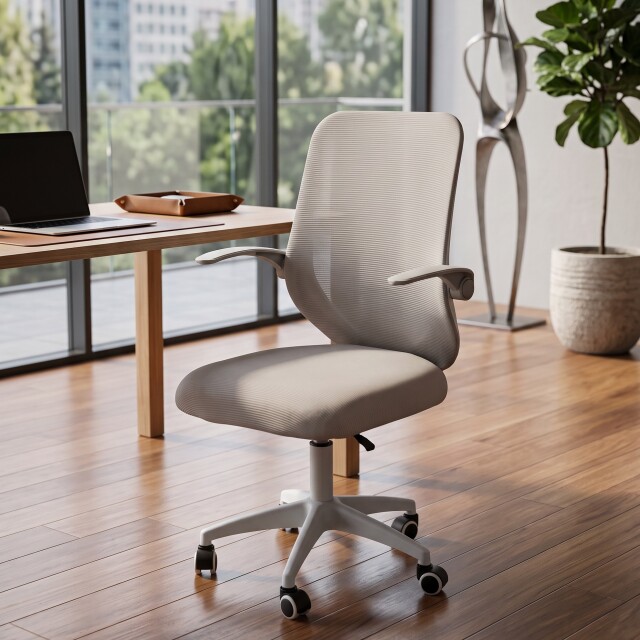 SILLA OFICINA ERGONÓMICA GIRATORIA REGULABLE CON RUEDAS GRIS