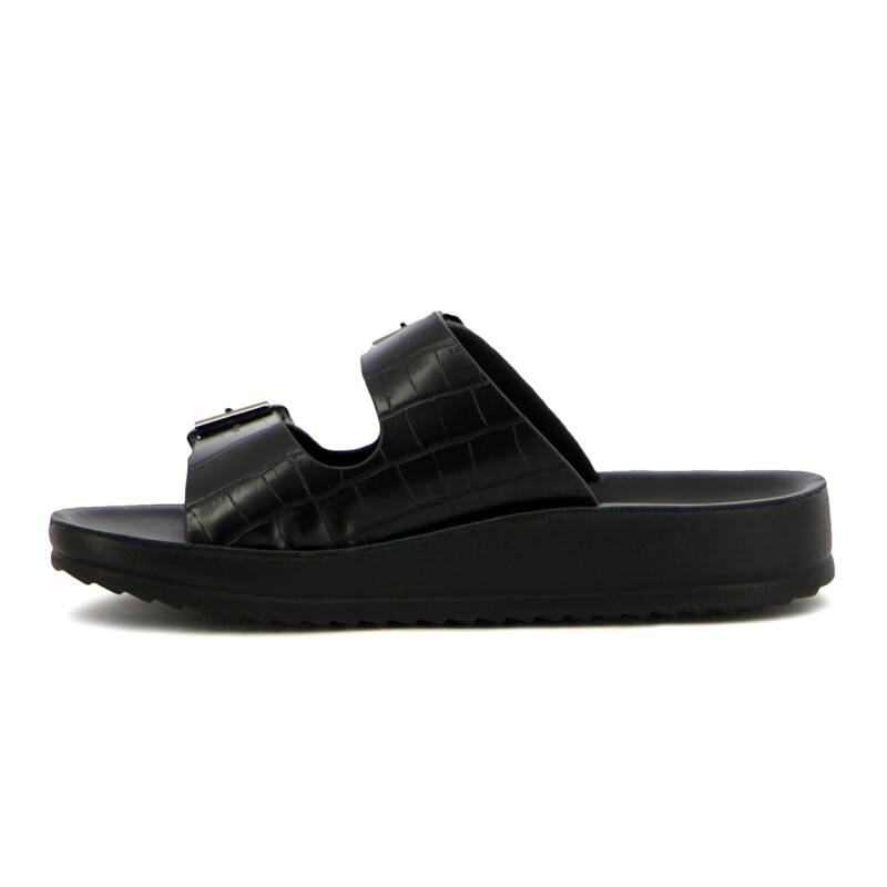 Sandalias Mujer Darkness Dos Tiras Con Hebilla Negro