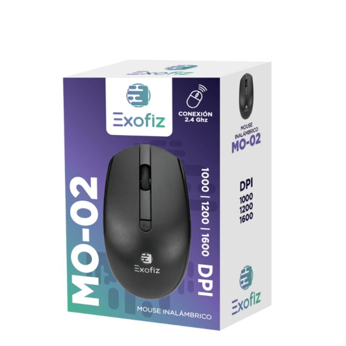 Mouse Inalámbrico Exofiz Mo-02 Hasta 1600Dpi - NEGRO 