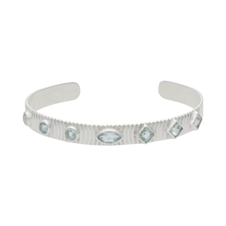 Pulsera Rigida Karvik Topacio Azul Plata 925 0