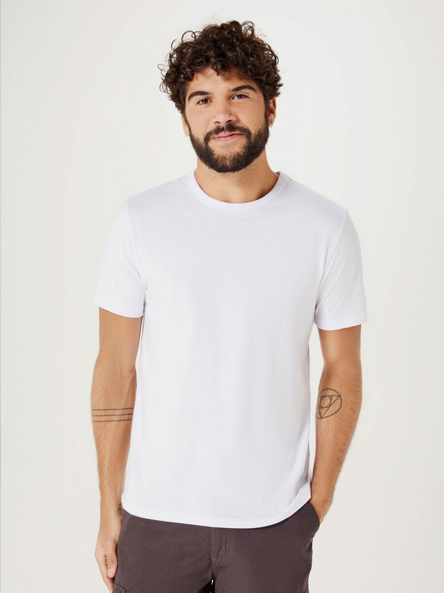 CAMISETAS BÁSICAS MANGA CORTA SLIM - BLANCO 