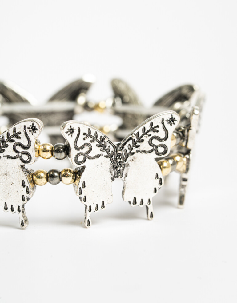 Pulseras Elásticas Folk Pulsera Elástica Mariposa Boho - Dorado Antique Gold