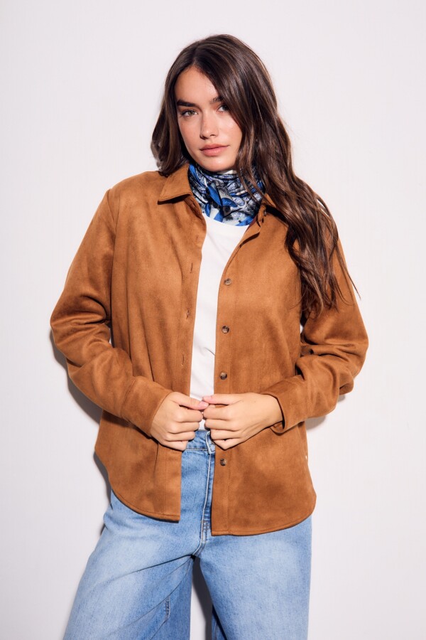 Camisa Gamuza Cuero Vegano Camel