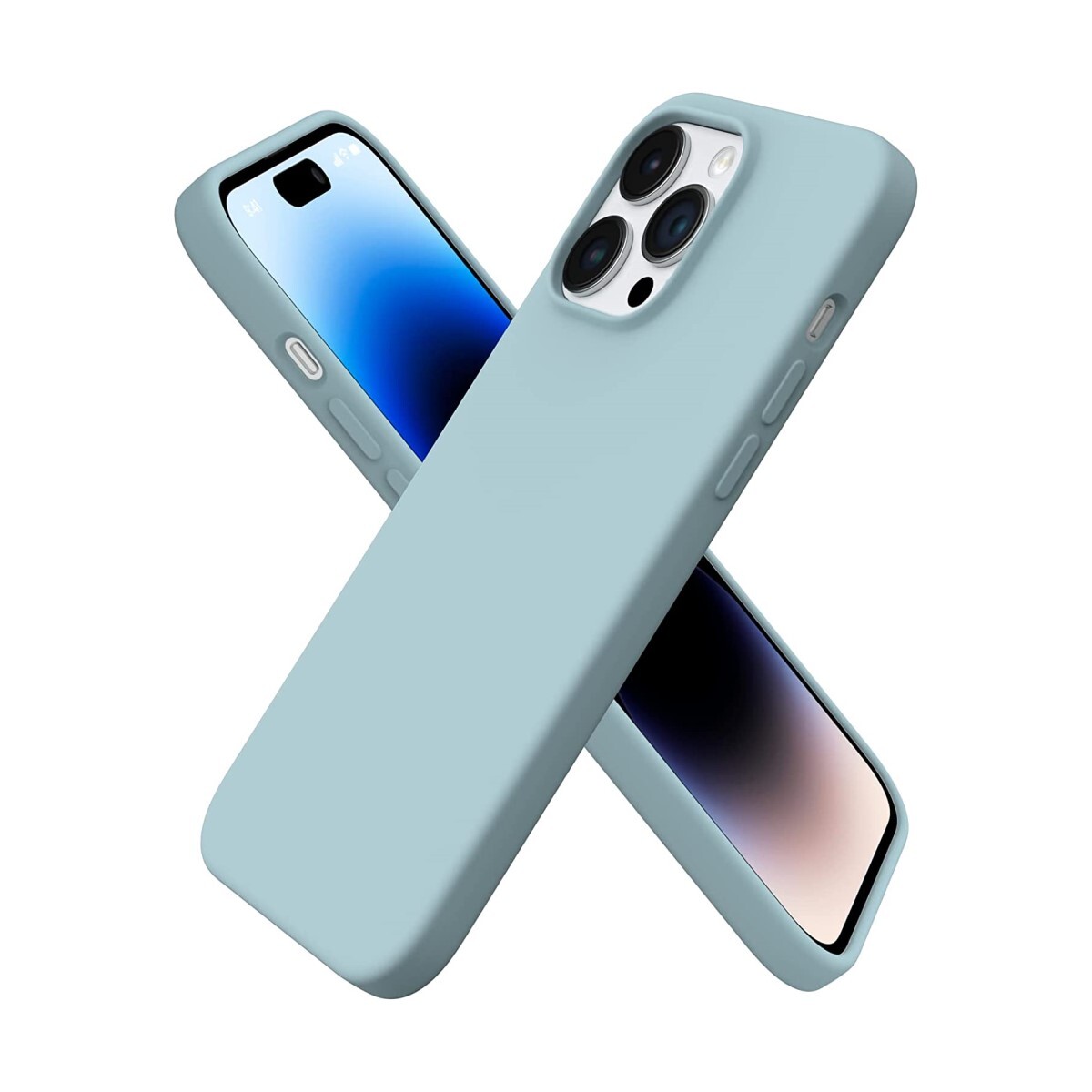 FUNDA CASE DE SILICONA PARA IPHONE 14 PRO MAX Celeste pastel