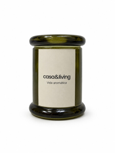 VELA EN FRASCO CON TAPA VERDE