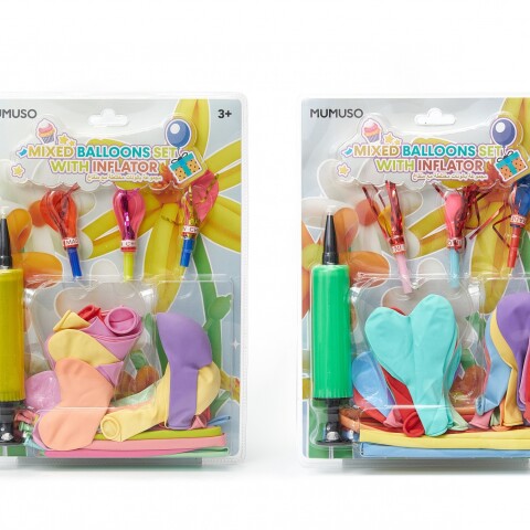 CONJUNTO DE GLOBOS MIXTOS CON INFLADOR CONJUNTO DE GLOBOS MIXTOS CON INFLADOR