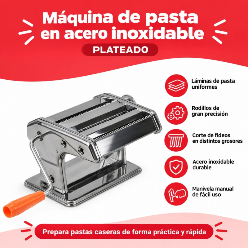 Máquina de pasta en acero inoxidable PLATEADO