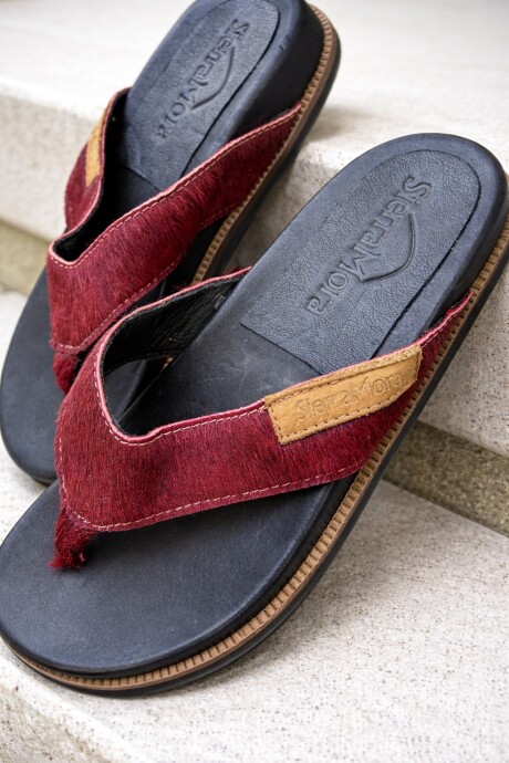 Flip Flop Shoes Cowhide Bordeaux