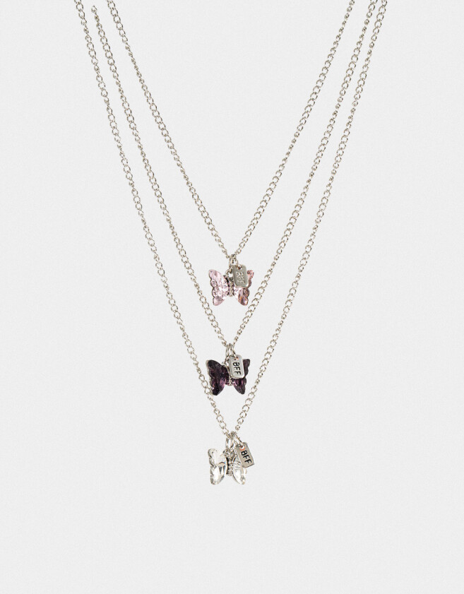 Collares para compartir Con Mariposas Set De Collares Para Compartir Bff - Plateado