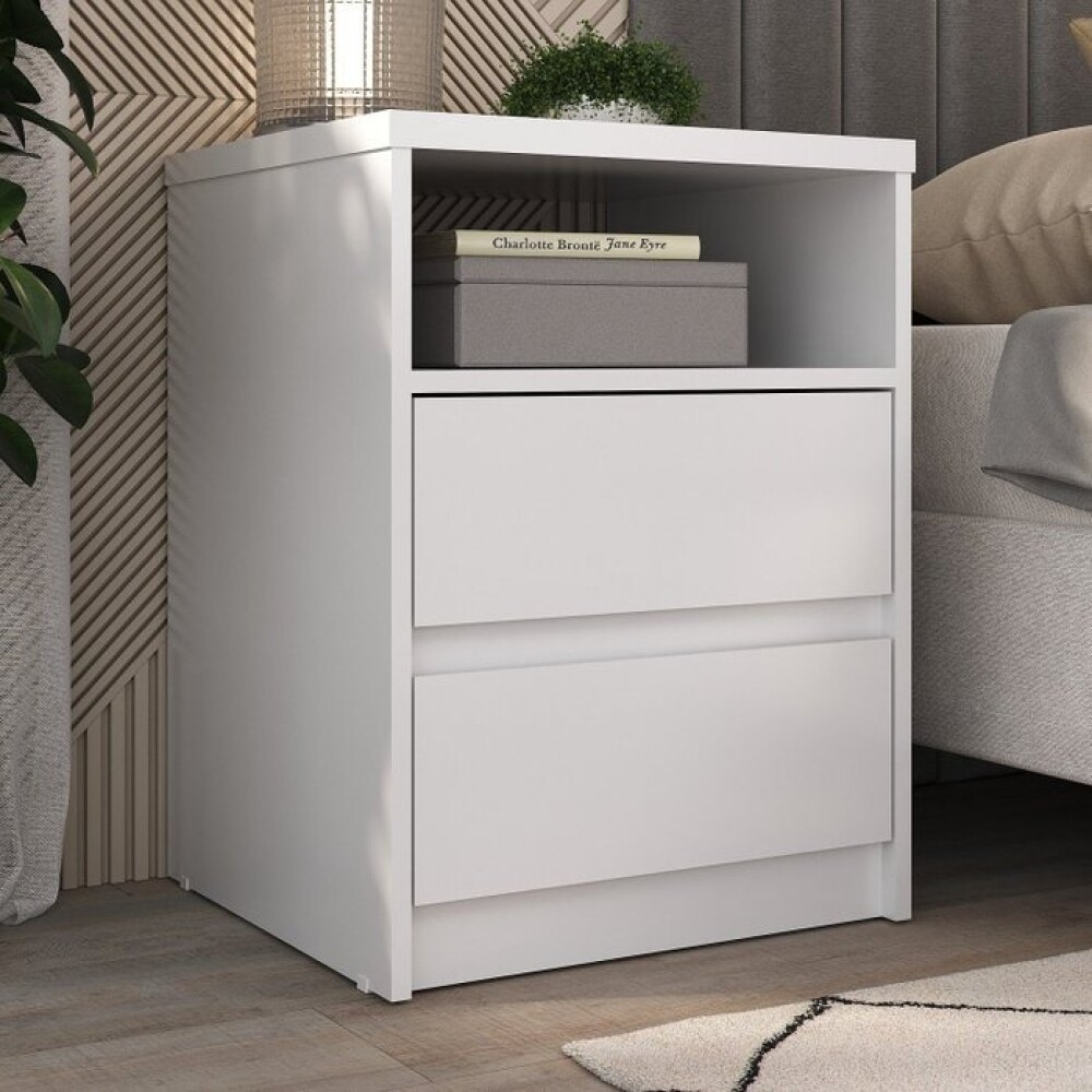 Mesa de Luz 2 Cajones SOUTH Plus Blanco