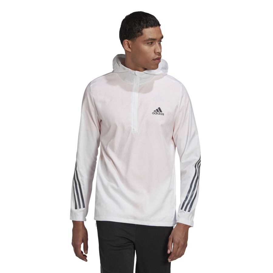 Campera de Hombre Adidas Run Icons Blanco - Negro