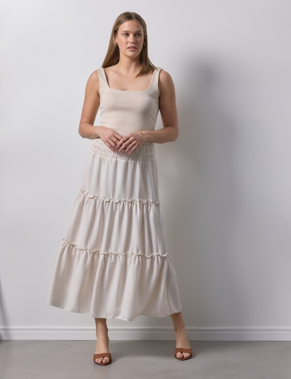 Falda Pull On Lineas BEIGE