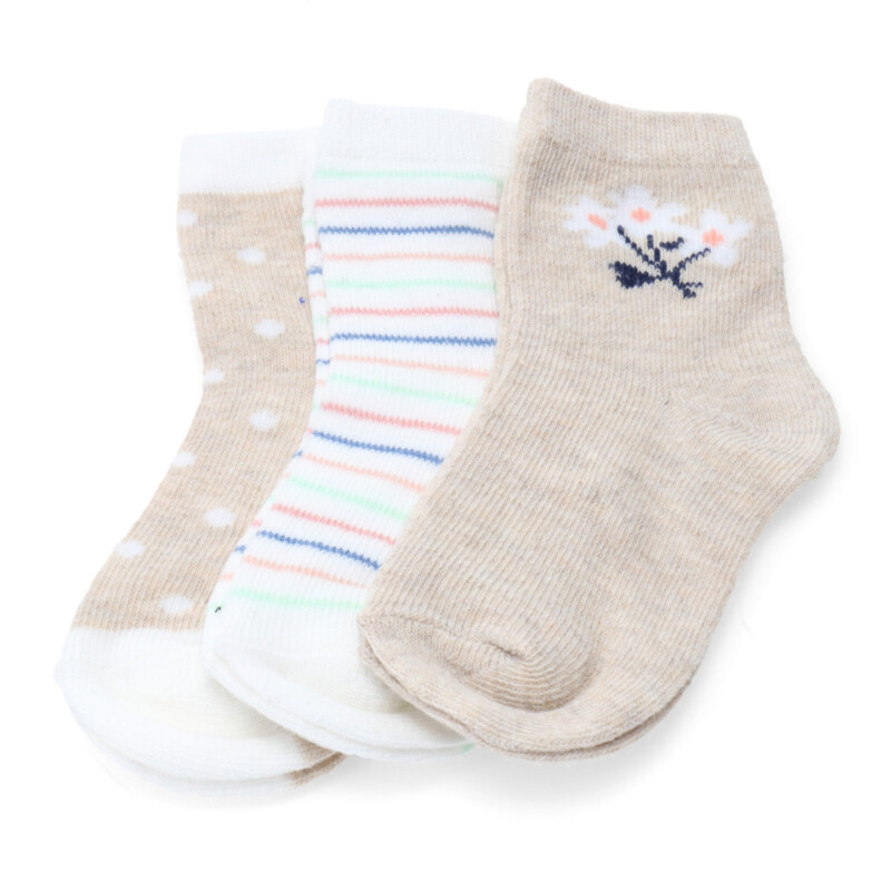 Medias de Niña MINI Miss Carol Media bebe pack X3 12 Beige Melange