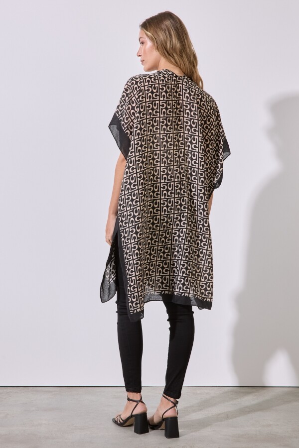 Kimono Printed NEGRO/BEIGE