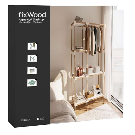 Organizador/Perchero 3 Niveles 155X47X111Cms Madera Y Pp
