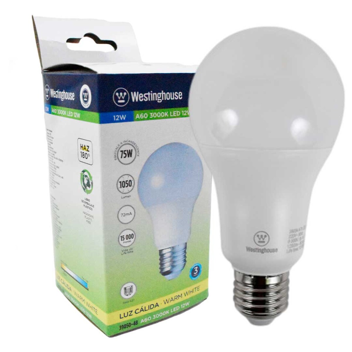 LAMPARA LED WESTINGHOUSE 12 W E27 A60 CALIDA 1050LM NON-DIMMABLE 39050-48 
