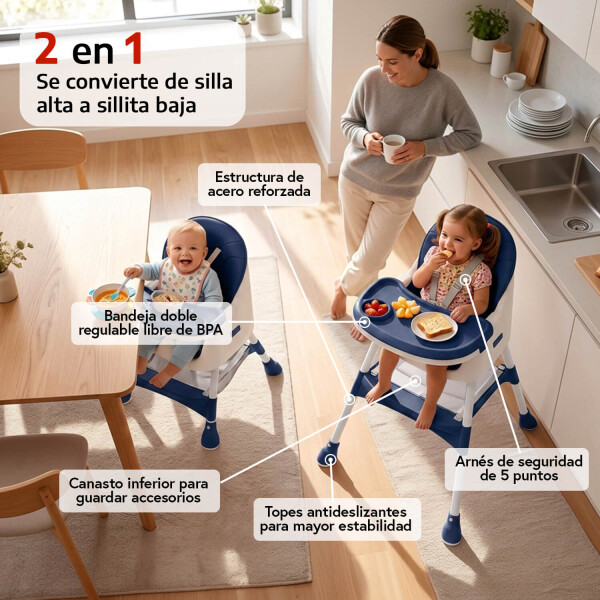 Silla De Bebe Para Comer Plegable Asiento 2 En 1 Arnes Cinturon Seguridad 3 Puntos Imback Color Azul Silla De Bebe Para Comer Plegable Asiento 2 En 1 Arnes Cinturon Seguridad 3 Puntos Imback Color Azul