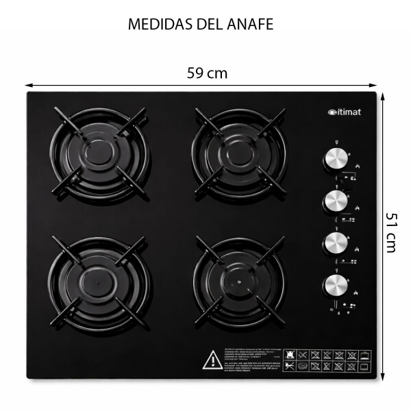 Anafe A Gas 4 Fuegos Itimat 2315001 ANAFE CRISTAL NEGRO 4H ITIMAT 2315001