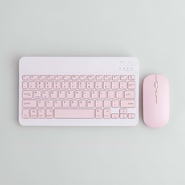 Teclado + Mouse Inalambricos Bluetooth Ultra Finos Elegantes Color Rosa