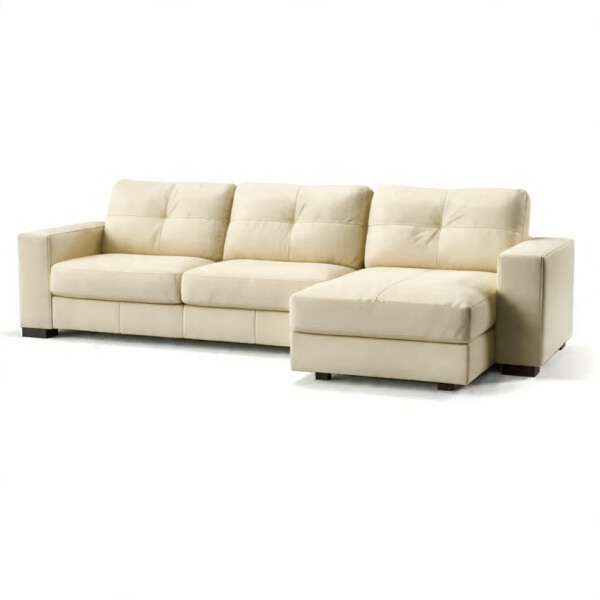 SOFA 100% CUERO - MODELO DOMINI - 3 CUERPOS + CHAISE - PERLA MATE SOFA 100% CUERO - MODELO DOMINI - 3 CUERPOS + CHAISE - PERLA MATE