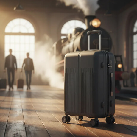 Valija Mediana Rígida Cierre Expandible Candado Ruedas 360° Gris Oscuro