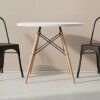 Juego de comedor Con Mesa Circular de 80cm + 2 Sillas Tolix Blanco
