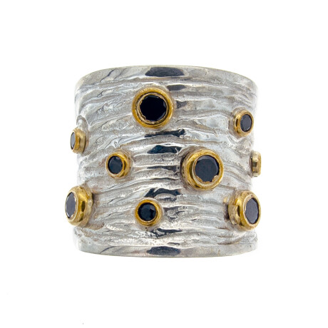 Anillo de plata 925, double en oro 18 ktes y circonias. Anillo de plata 925, double en oro 18 ktes y circonias.