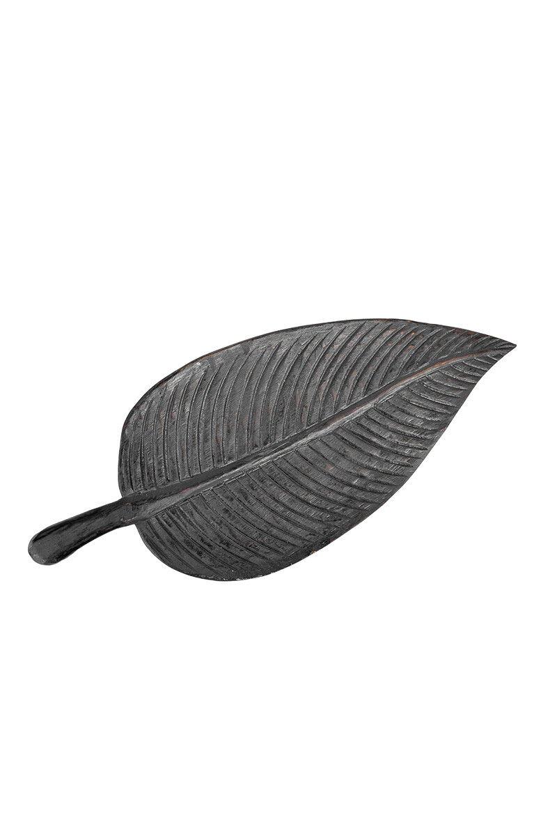 ADORNOS CENTRO DE MESA TROPICAL LEAF BLACK 50X21X3H CM