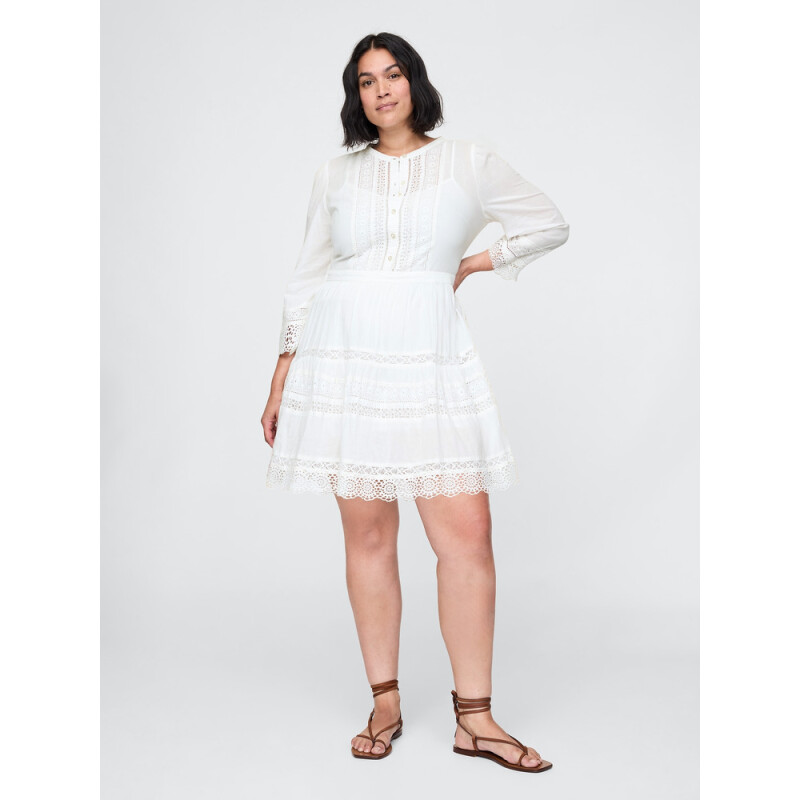 3/4 SLV TEXTURED MINI DRESS NEW OFF WHITE V2