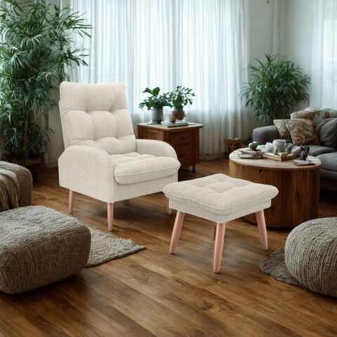 COMBO POLTRONA CON PUF - NANTES - BEIGE ROBLES Combo Poltrona Con Puf - Nantes - Beige Robles