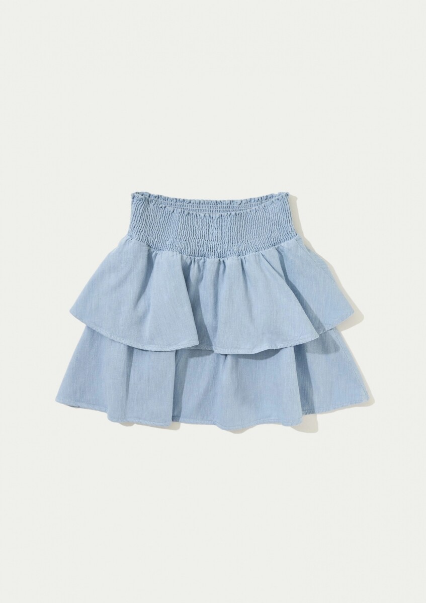 POLLERA INFANTIL CON VOLADOS - CELESTE 