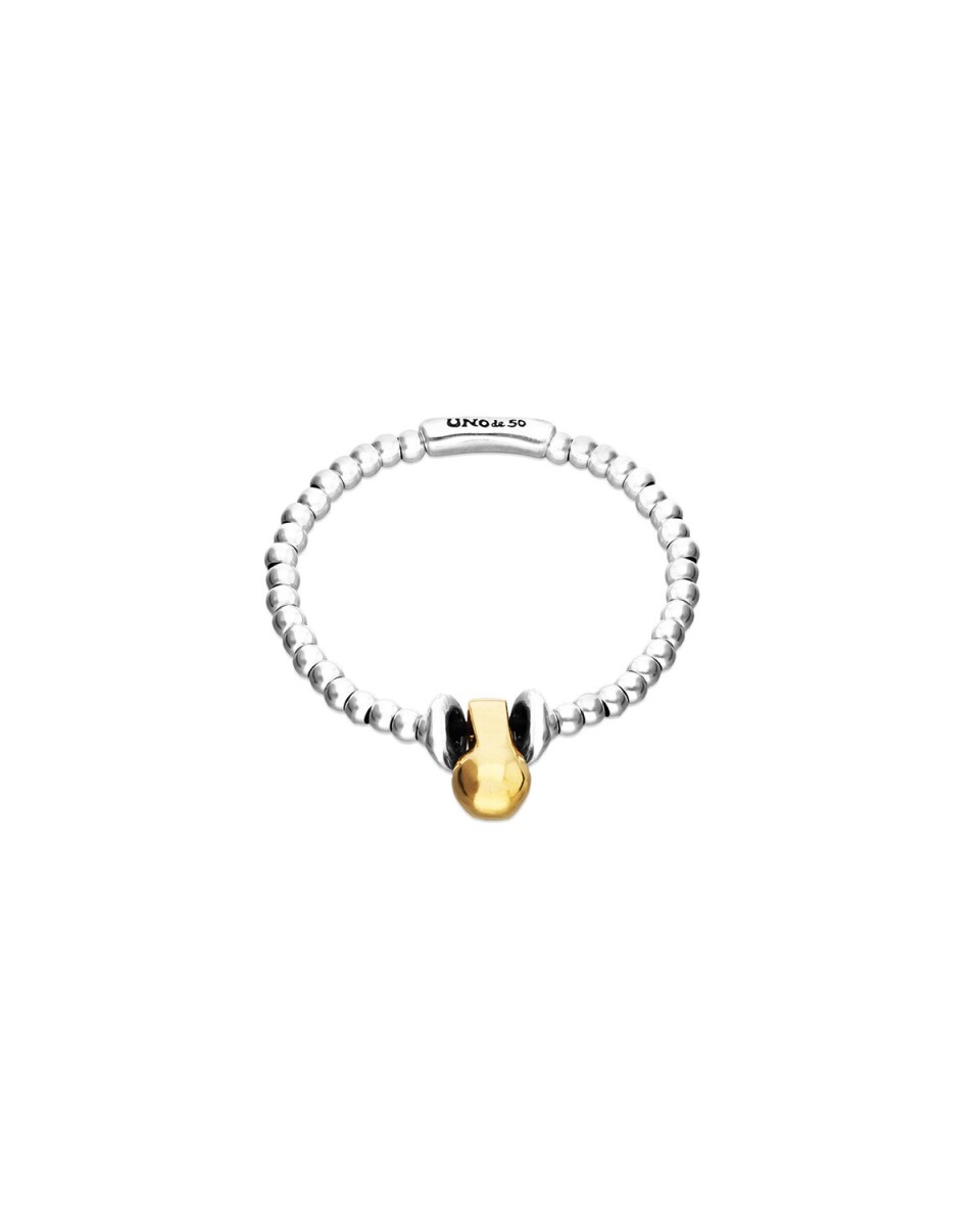PULSERA DE BOLAS DE TAMAÑO PEQUEÑO BAÑADOS EN PLATE DE LEY Y BOLA GRANDE BAÑADA EN ORO 18K - Pulsera 