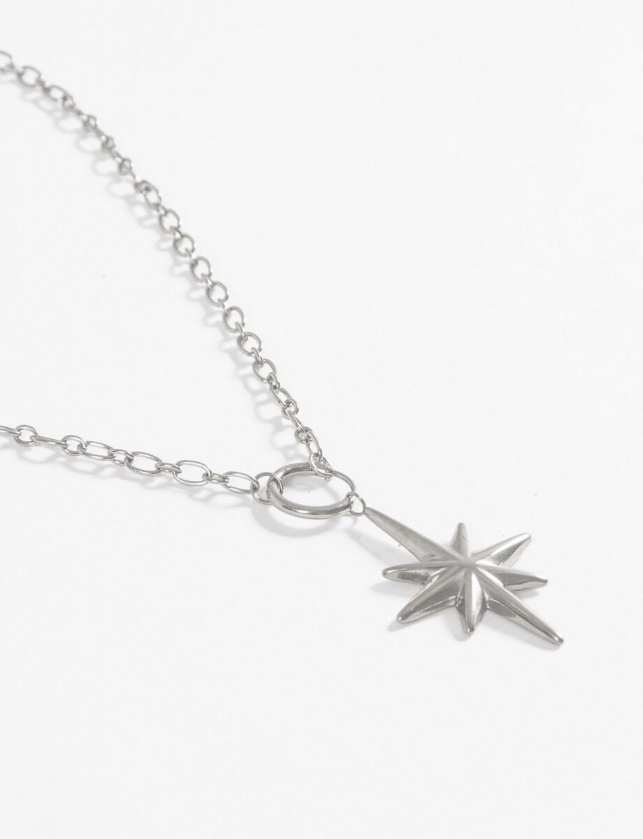 Collar acero dije start desmontable - plateado 