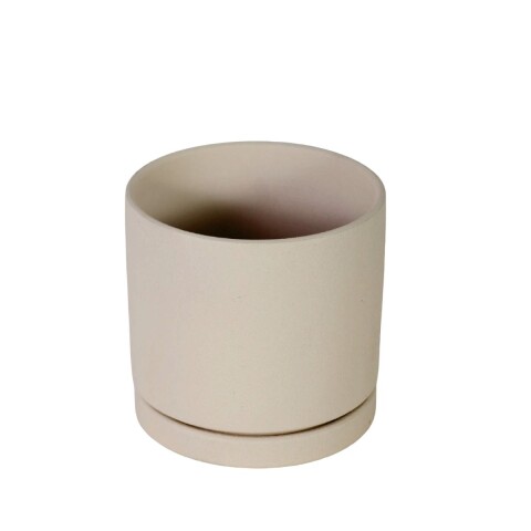 MACETERO CERAMICA BEIGE C/BASE 11X10.5CM Unica