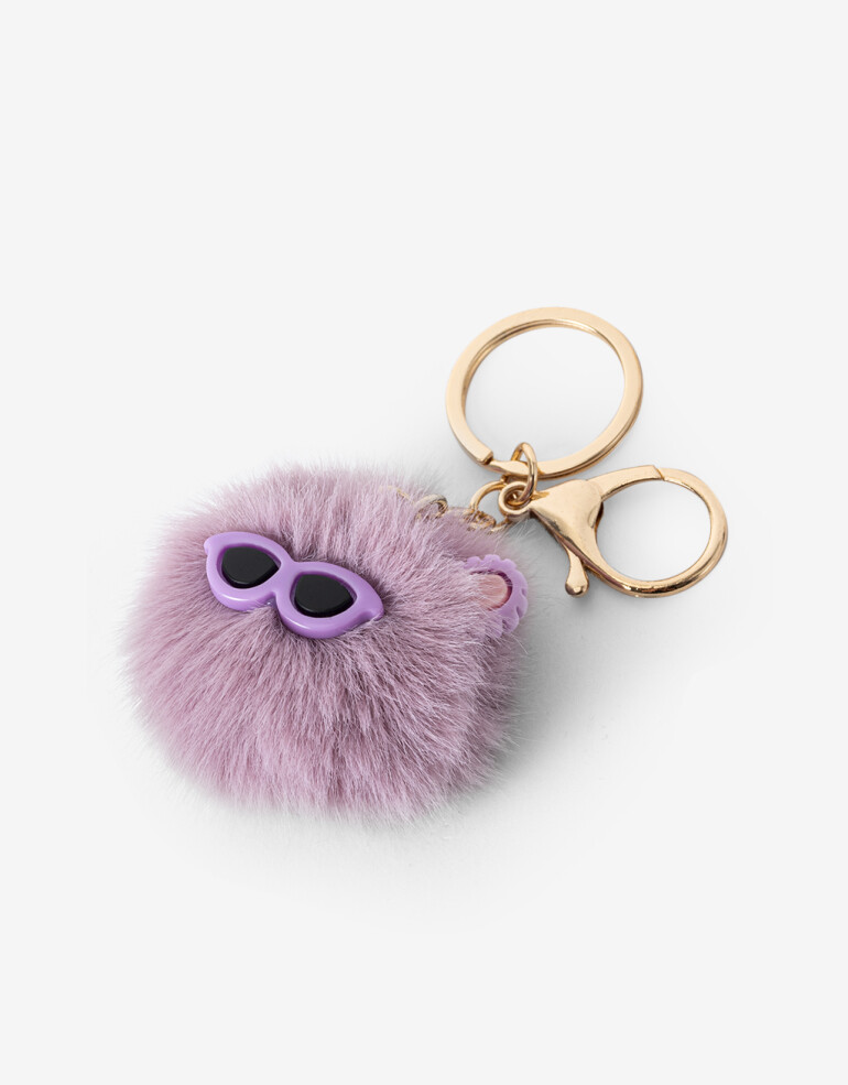 Llavero Cozy Llavero Y Bag Charm Pompón De Peluche - Rosa Claro