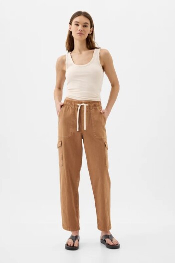 Jean Cargo Pull On Tiro Medio Mujer Pretzel