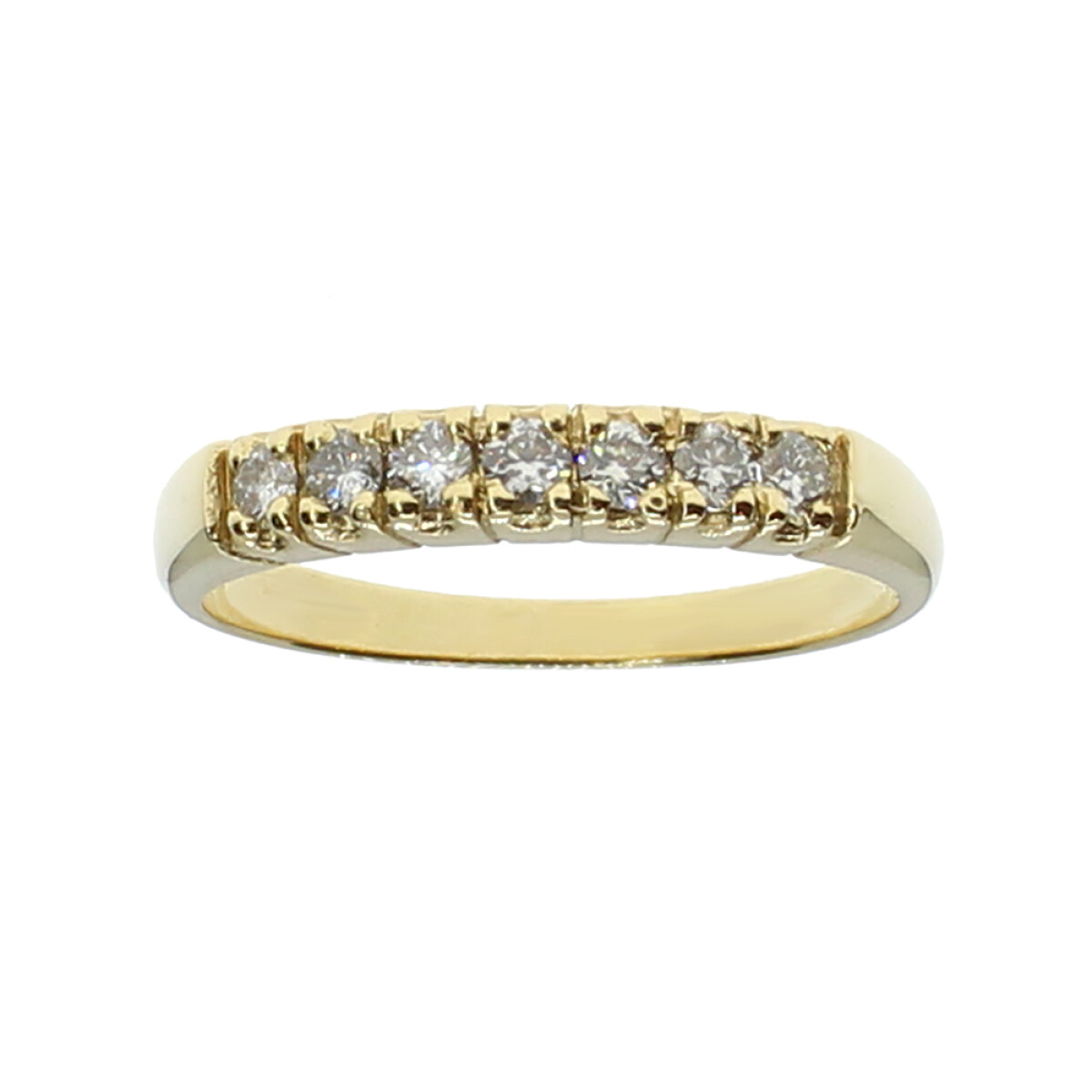 Anillo medio sin fin clásico en oro amarillo 18k con siete brillantes 