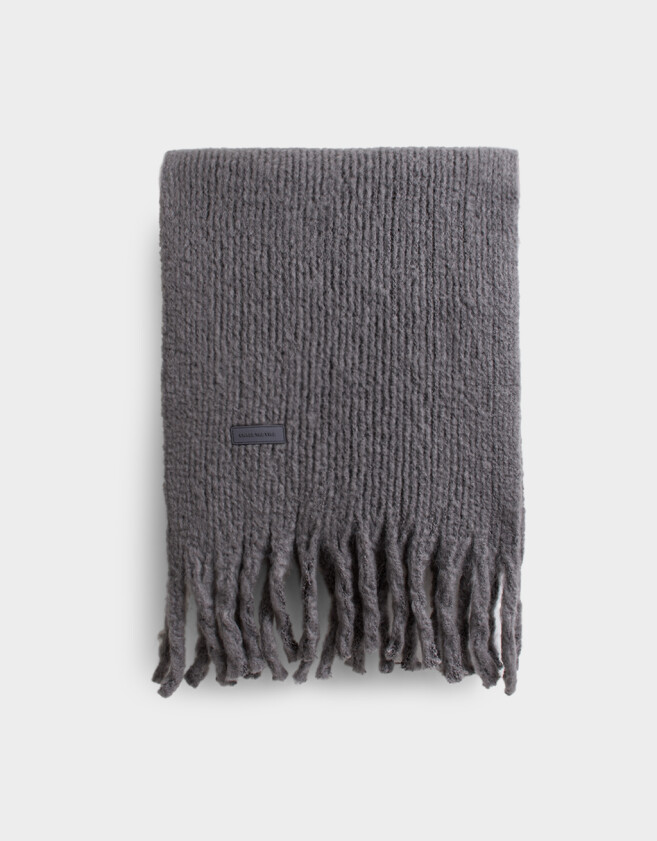 Bufandas Clasico Bufandas Con Flecos Trenzados - Gris Medio