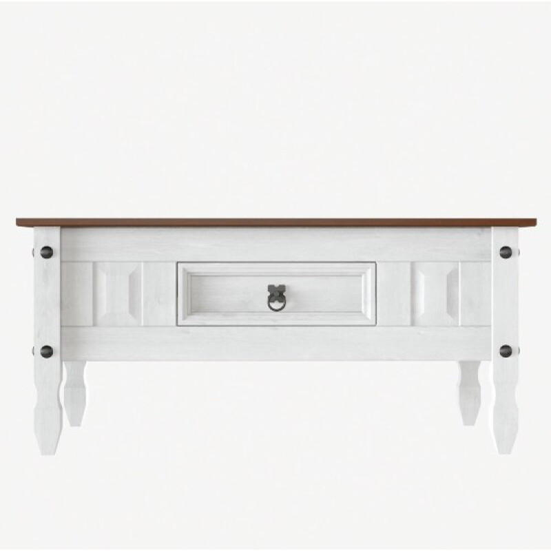 Mesa de centro ESTILO MEXICANO 1 cajón Color CERA BLANCO Mesa de centro ESTILO MEXICANO 1 cajón Color CERA BLANCO