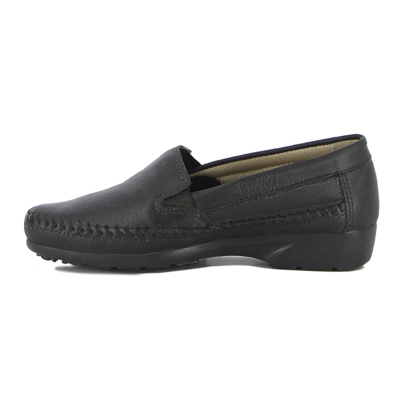 Mocasin Country de mujer con elastico graneado suela oscura Negro