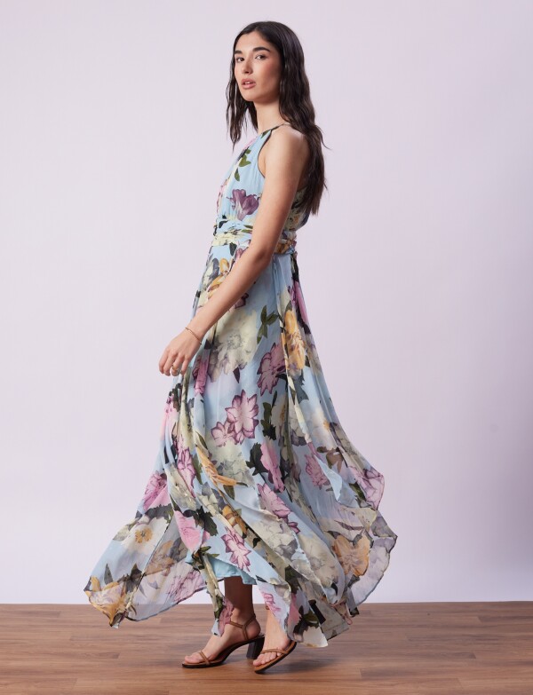 Vestido Noche Maxi CELESTE/MULTI